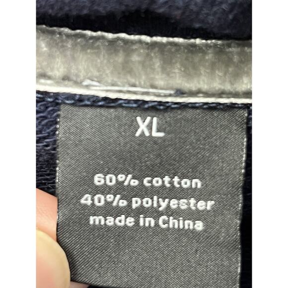 Sean John Sweater Mens XL Varsity Navy Blue button stitched Retro Cowl Neck - Picture 7 of 7